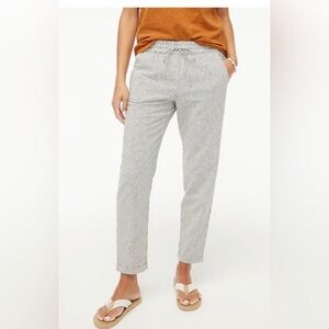 Linen/Cotton Striped Cropped Pants